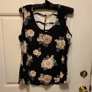 Black floral tank